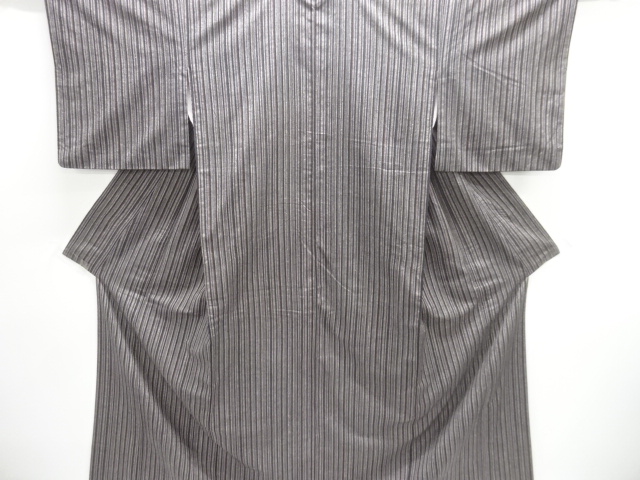 縞織り出し手織り真綿紬着物